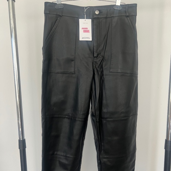 Brand new Faux Leather Black Monki ASOS Pants Seamed - Picture 1 of 7